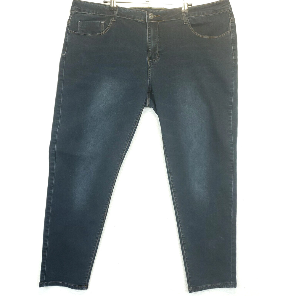 Cotton Farm Skinny Jeans Women 20 Mid Rise Blue Stretch Dark Wash 5 Pockets